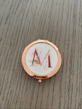 Rose Gold Monogram Compact Mirror - 'M'